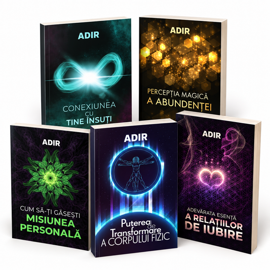 Pachet Seria ADIR – Adevărata esență a relațiilor de iubire + Conexiunea cu tine însuți + Percepția magică a abundenței + Puterea de transformare a corpului fizic + Cum să-ți găsești misiunea personală