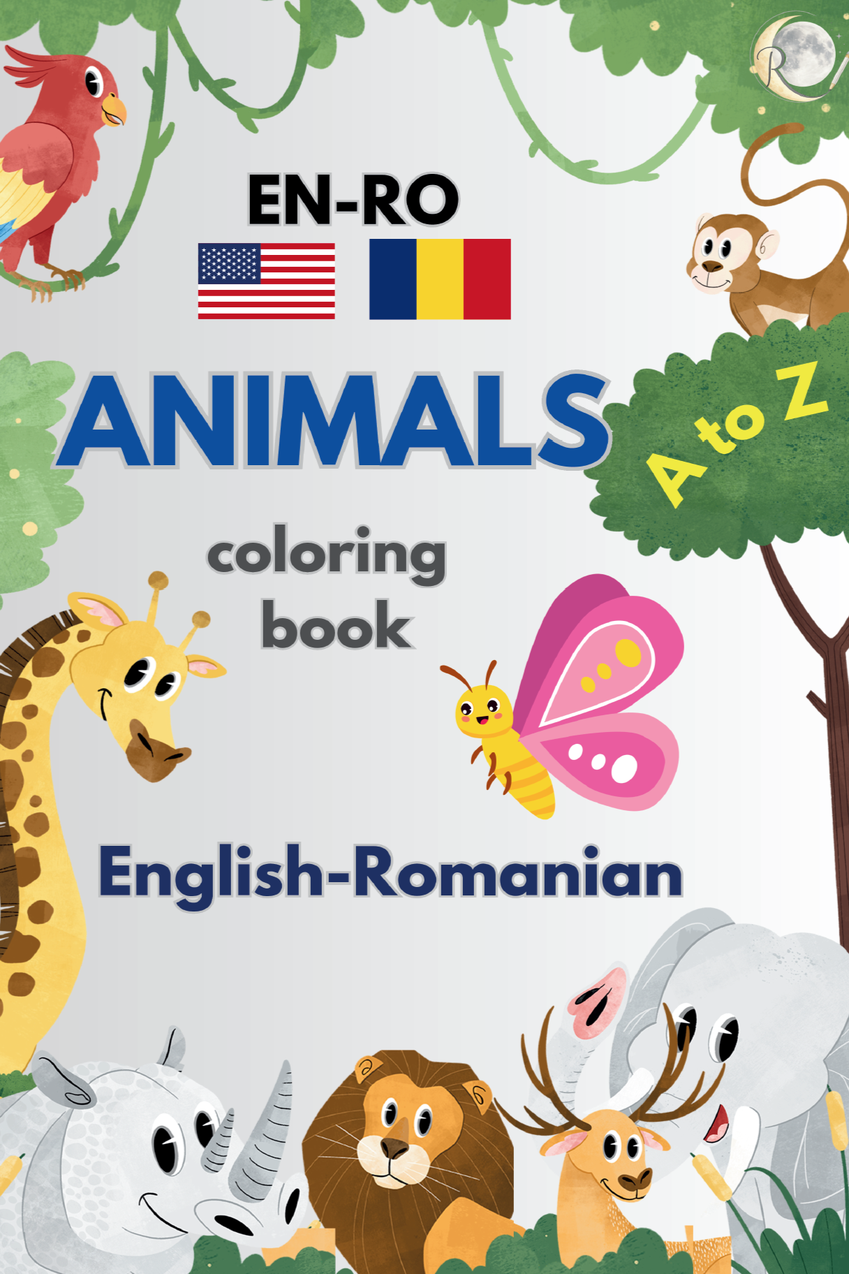 Animals coloring book from A to Z (RO-EN)