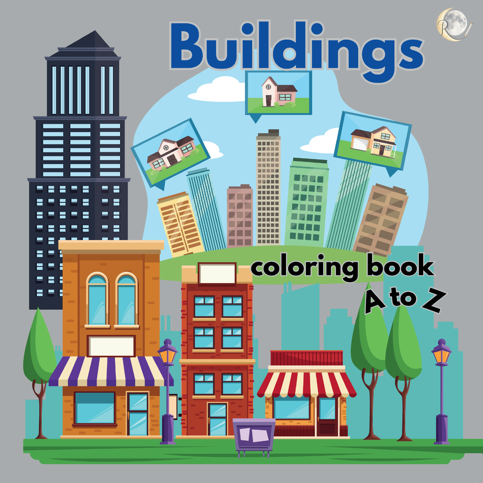 Buildings coloring book from A to Z