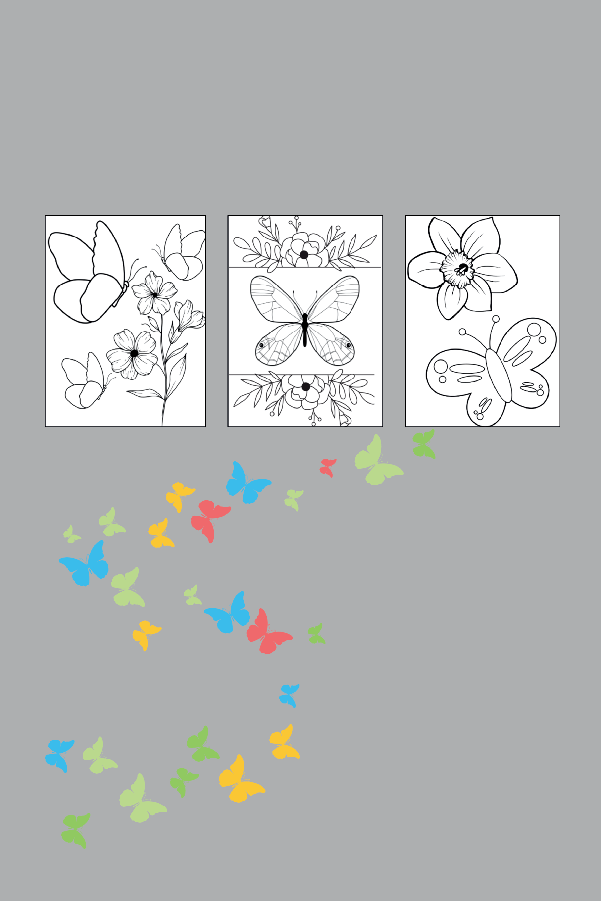 Flowers and butterflies coloring book