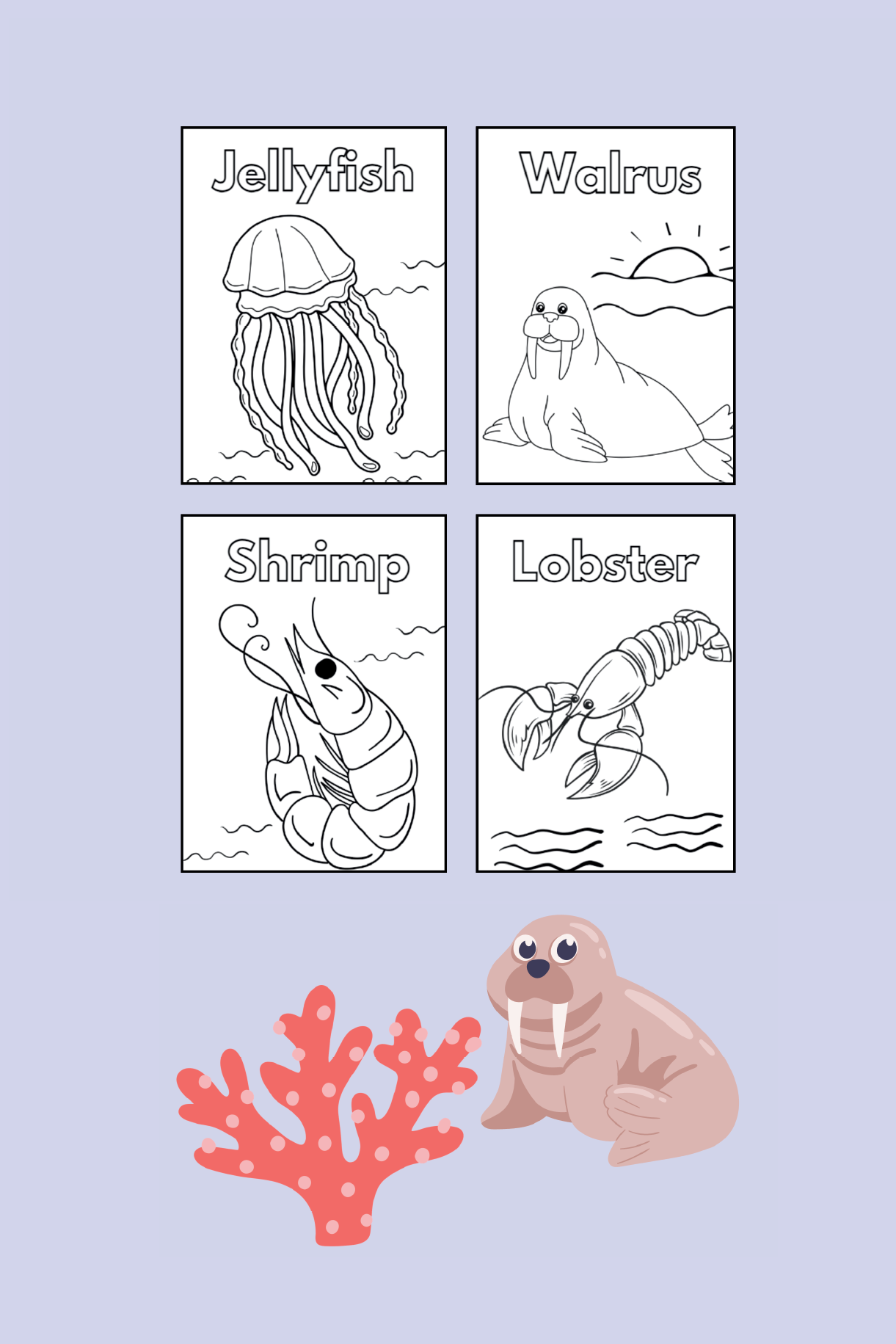 Sea life coloring book