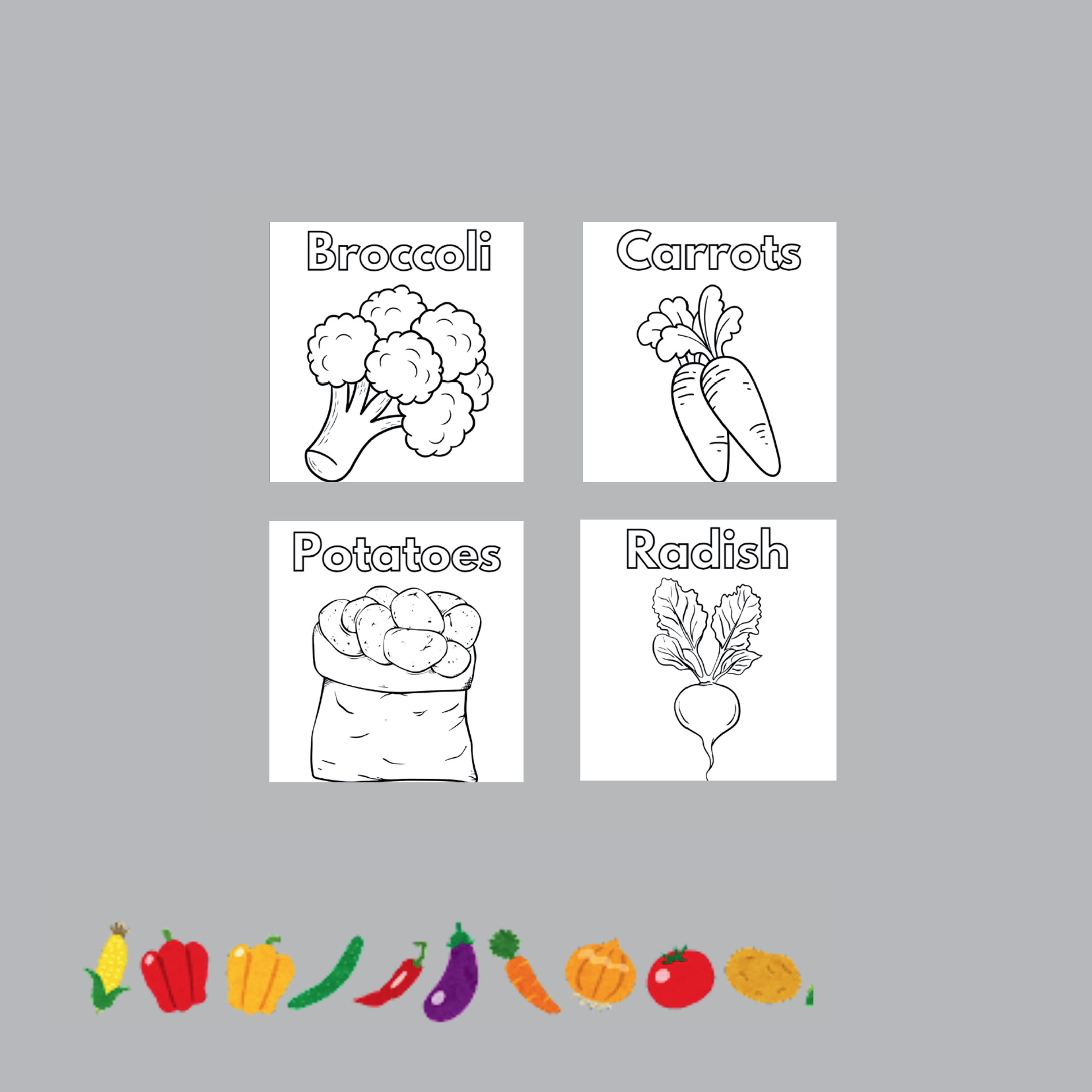 Vegetables coloring book