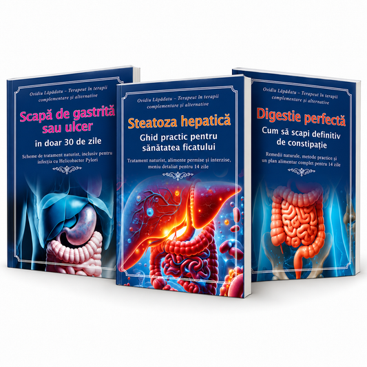 Scapă de Gastrită sau Ulcer + Digestie Perfectă + Steatoza Hepatică – Pachet 3 Cărți