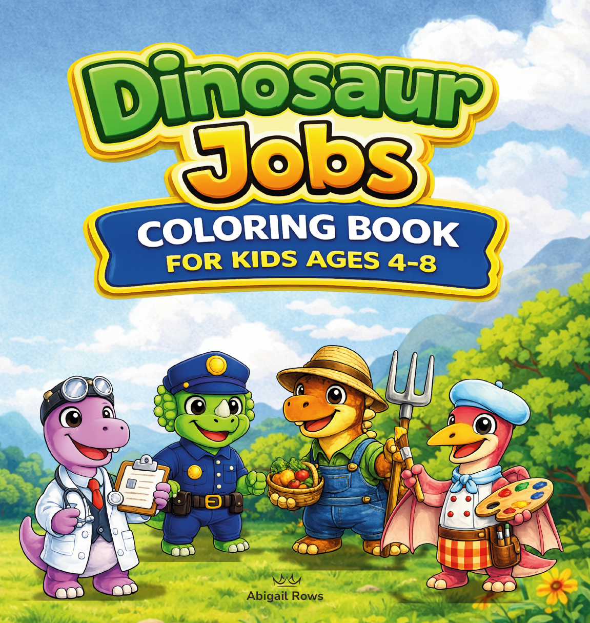 Dinosaur Jobs Coloring Book for Kids Ages 4-8